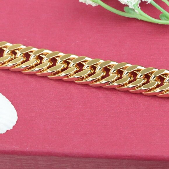 "Chunky Rose Gold Curb Chain Bracelet in Glossy Polished Finish, XPBL1159 - Picture 6 of 12